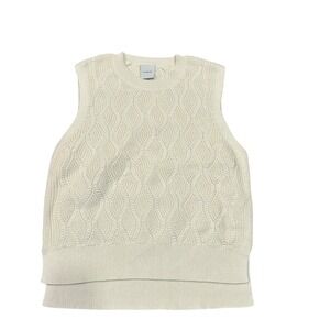 Varley Teller Longline Ivory Knit‎ Sweater Vest Women Size Large 100% Cotton